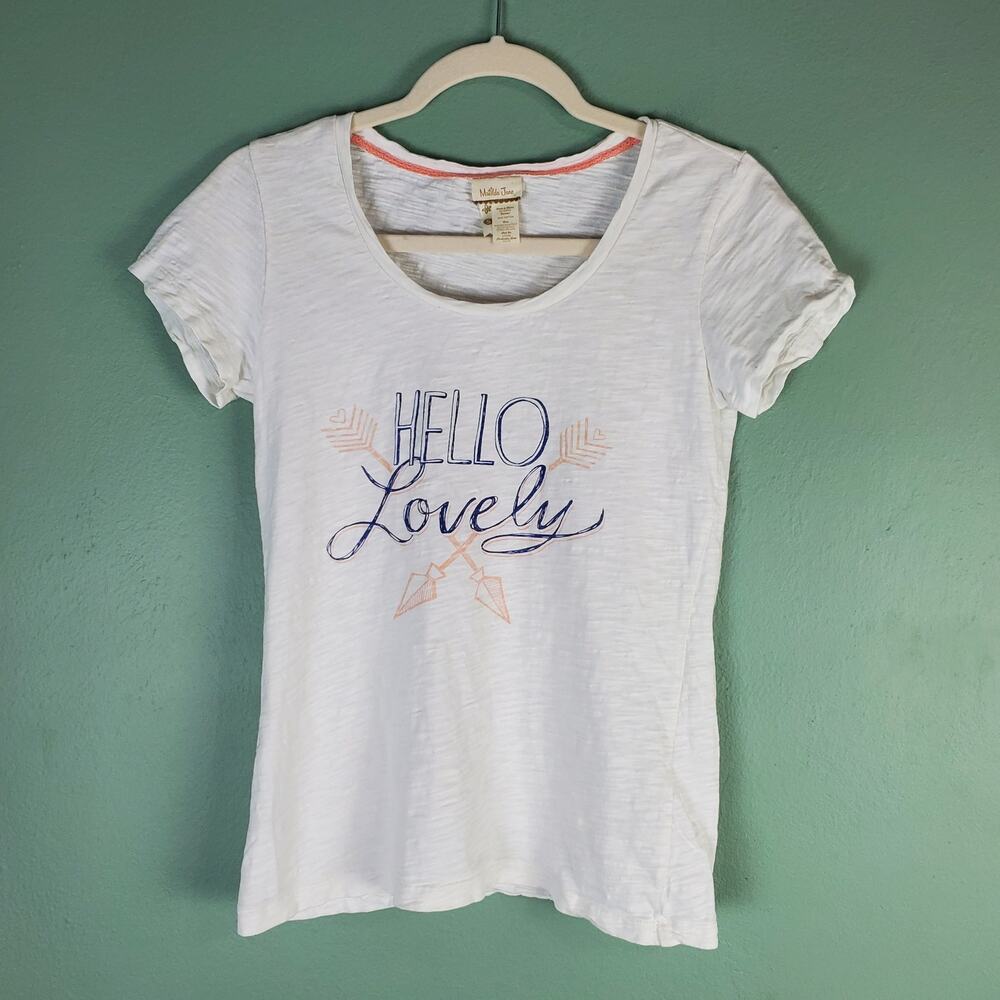 Matilda Jane White Hello Lovely Arrow Short Sleeve Shirt Top Size Small
